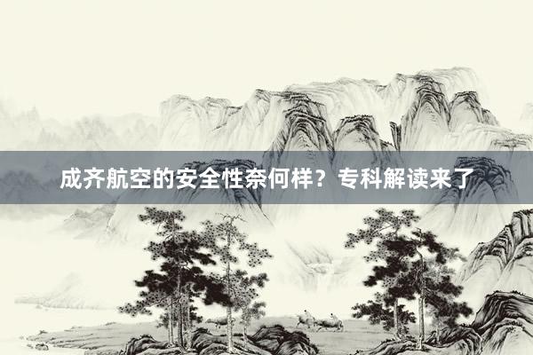 成齐航空的安全性奈何样？专科解读来了