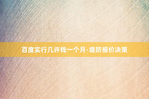 百度实行几许钱一个月-堤防报价决策